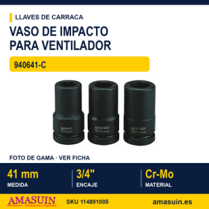 Vaso de Impacto largo para Tuercas de Ventilador 940641-C 41 MM