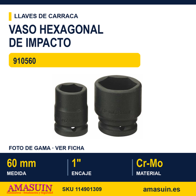 Vaso de Impacto Hexagonal 1” 910560 - 60 MM 1 Vaso de Impacto Hexagonal 1” 910560 - 60 MM