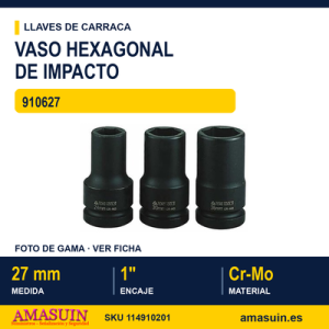 Vaso de Impacto Hexagonal Largo 1” 910627 - 27 mm