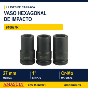 Vaso de Impacto Hexagonal Largo 1” 910627R - 27mm