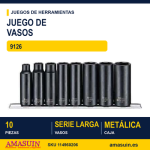 Juego de Llaves de Vasos de Impacto 12" - 9126 - 10 piezas