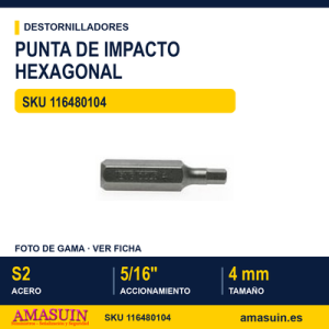 Punta de impacto hexagonal 910504 - 5/16" - 4 mm