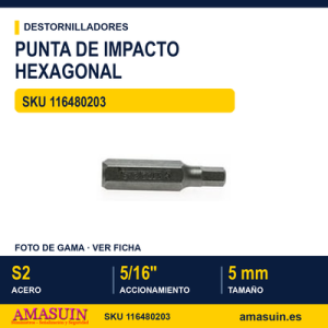 Punta de impacto hexagonal 910505 - 5/16" - 5 mm