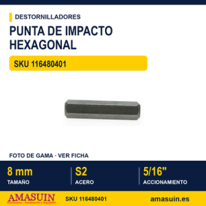Punta de impacto hexagonal 910508 - 5/16" - 8 mm