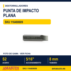 Punta de impacto plana 940008 - 5/16" - 8 mm