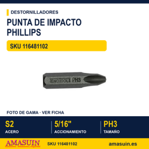 Punta de impacto philips 930003 - 5/16" - PH3