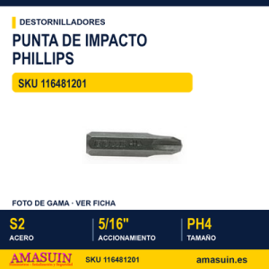 Punta de impacto philips 930004 - 5/16" - PH4