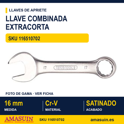 Llave Combinada Extracorta 6005M16 - 16MM 1 Llave Combinada Extracorta 6005M16 - 16MM