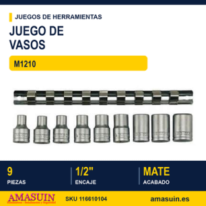 JUEGO DE VASOS 1/2" M1210 - 9 piezas