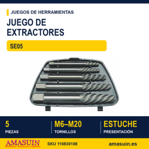 Juego de Extractores de Tornillos SE05 - 5 Piezas