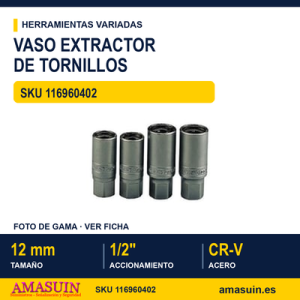 Vaso extractor de tornillos 1/2" 12 mm ST12512-C