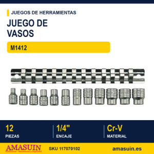JUEGO DE VASOS 1/4" M1412 - 12 piezas