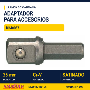 Adaptador hexagonal 1/4" a hexagonal 1/4" M140037 25 mm