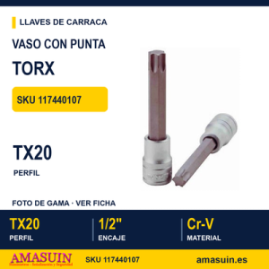 Llave de Vaso Hexagonal Torx ½” M122220T-C - TX20