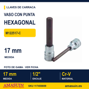Llave de Vaso Hexagonal ½” Largo M122517-C - 17MM