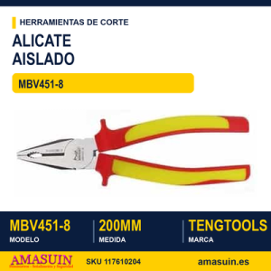 Alicate aislado plano MBV451-8 - 200 mm