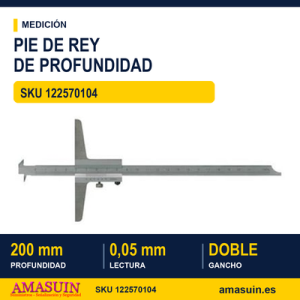 Pie de Rey de Profundidad Analógico con doble gancho - 200 mm