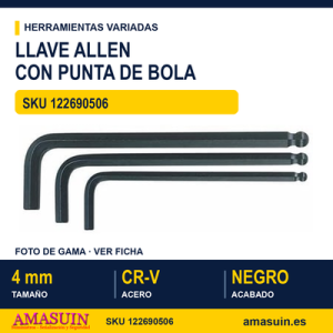 Llave Allen Hexagonal con Bola 4 mm