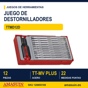 Juego de destornilladores TTMD12D - 12 Piezas