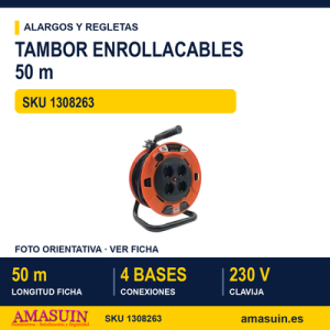 Tambor Enrollacables 50m. S/T.