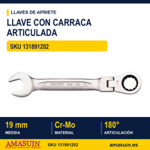 Llave Combinada con Carraca Articulada 600519RF - 19MM