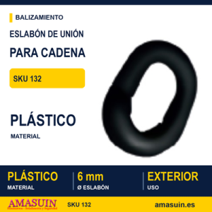 Eslabón Negro 6mm Unión Cadena.