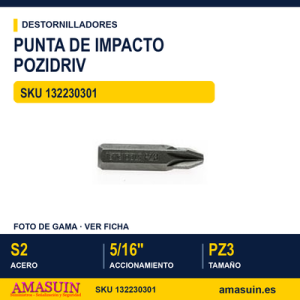 Punta de impacto hexagonal POZIDRIV 920003 PZ3