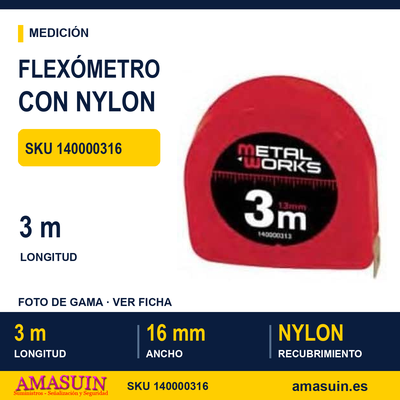 Flexómetro de Nylon 3m x 16mm 1 Flexómetro de Nylon 3m x 16mm