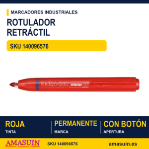 Rotulador Retráctil de Tinta Permanente Roja DURA-INK 20