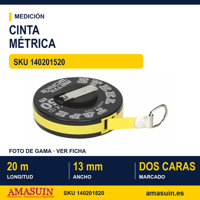 Cinta Métrica Metálica 20m x 13mm 1 Cinta Métrica Metálica 20m x 13mm