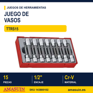 JUEGO DE VASOS 1/2" TTRS15 - 15 PIEZAS