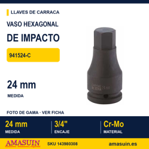 Vaso de Impacto Hexagonal 3/4” 941524-C - 24MM