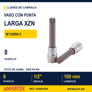 Llave de Vaso 1/2" con Punta Larga XZN LARGA NUM8 M122808-C