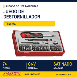 Juego Destornillador con Carraca TTMD74 - 74 Piezas