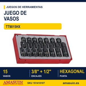 JGO VASOS DE IMPACTO 3/8", 1/2 HEXAGONAL TT9015HX TT9015HX
