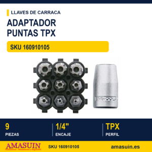 ADAPTADOR PUNTAS TPX 1/4" M1410T5 9 PZAS ADAPTADOR PUNTAS TPX 14" M1410T5 9 PZAS