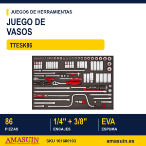 JUEGO DE VASOS 1/4"-3/8" TTESK86 86 PZAS TTESK86