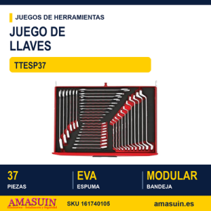 JUEGO DE LLAVES COMBINADAS Y FIJAS TTESP37 - 37 piezas