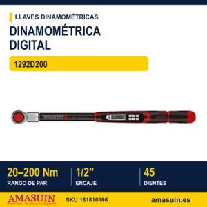 Llave dinamométrica digital 1292D200 1/2" - 20 - 200 Nm
