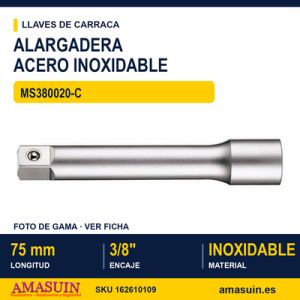 Alargadera de Acero Inoxidable 3/8 MS380020-C 75MM