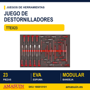 JUEGO DE DESTORNILLADORES VASO Y LLAVES T TTEX23 - 23 piezas