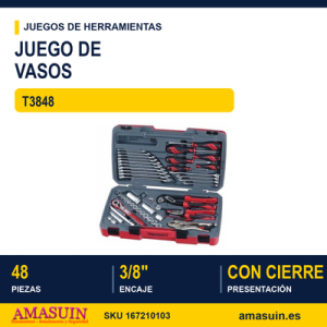 JUEGOS DE LLAVES DE VASO DE 3/8" T3848 - 48 piezas