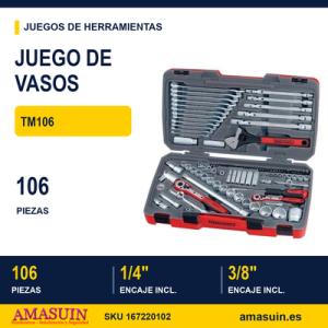 Juego de Llaves de Vaso Combinadas 14"-38"-12" - TM106 - 106 piezas