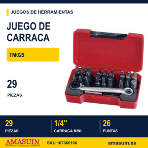 Juego de Puntas con Carraca Reversible TM029 - 29 Piezas