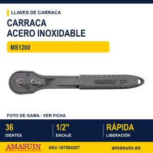 LLAVE DE CARRACA DE ACERO INOXIDABLE 1/2" MS1200
