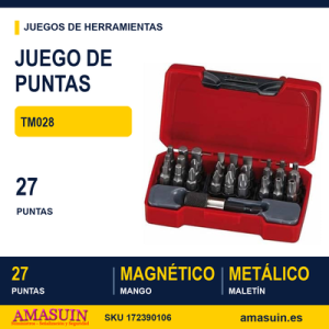 Juego de Puntas ¼” – 29 piezas JUEGO PUNTAS TM028 28 PZAS
