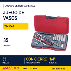 JUEGO DE LLAVES DE VASO 1/4" T1435AF - 35 piezas