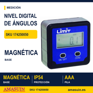 Nivel de Burbuja y Medidor de Ángulos Digital Magnético 60mm