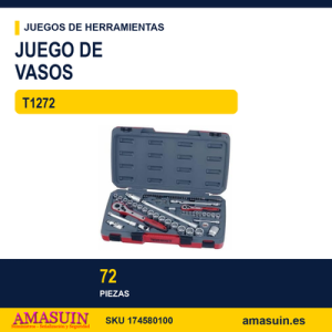 JUEGO DE LLAVES DE VASO COMBINADOS 1/4"-1/2" T1272 72 PZAS JUEGO DE LLAVES DE VASO COMBINADOS 14"-12" T1272 72 PZAS