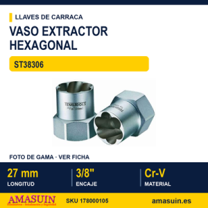 VASO EXTRACTOR HEXAGONAL 3/8" ST38306 6MM